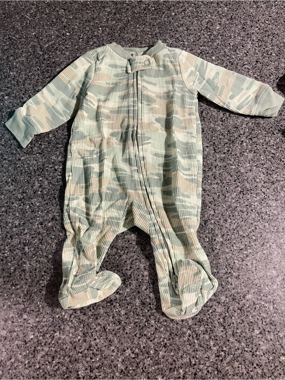 Carter's Green Camo Ribbed Footed One-Piece